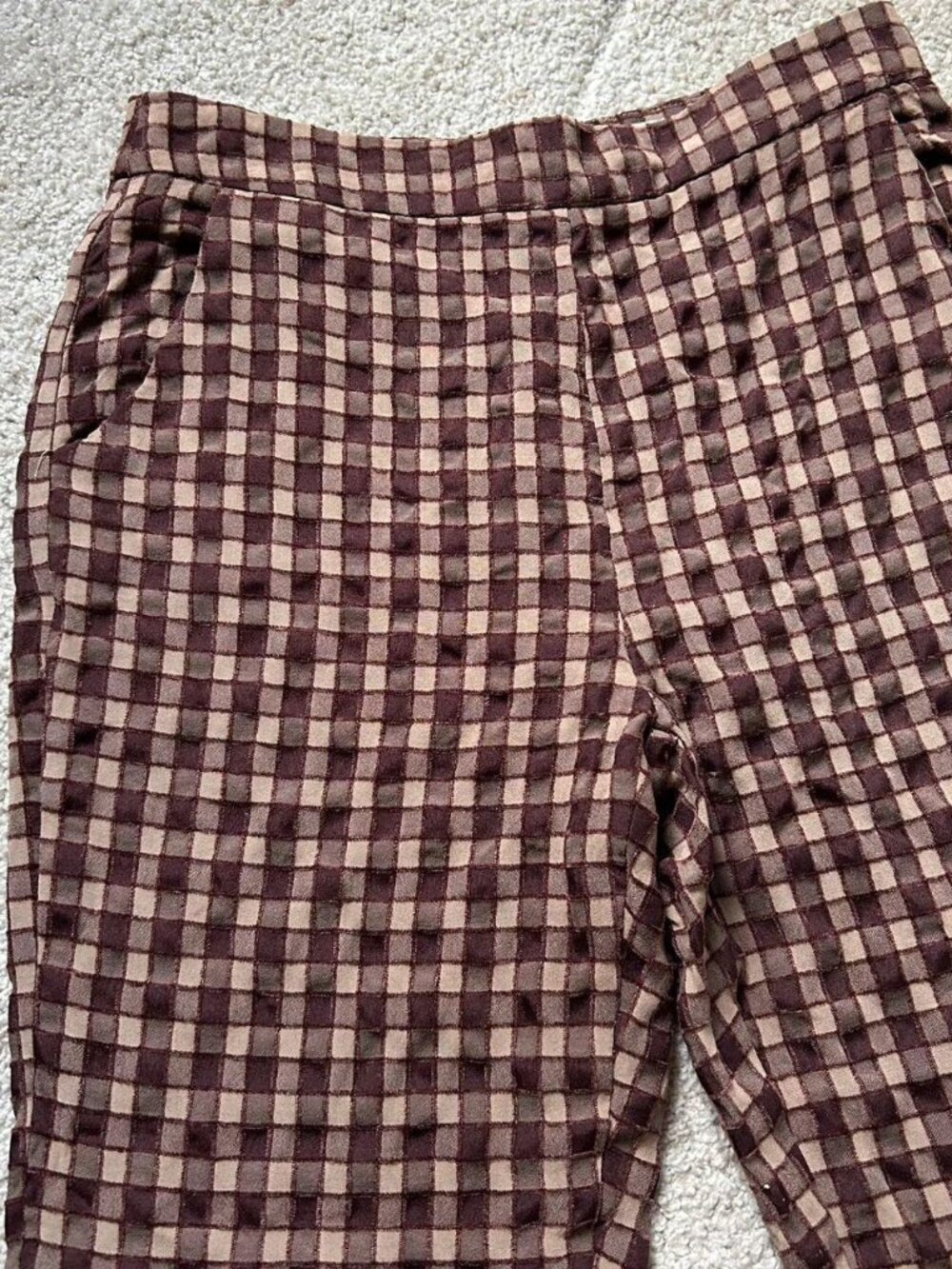 2th Tribe Brown Checkered Trousers sz s - Picture 2 of 5